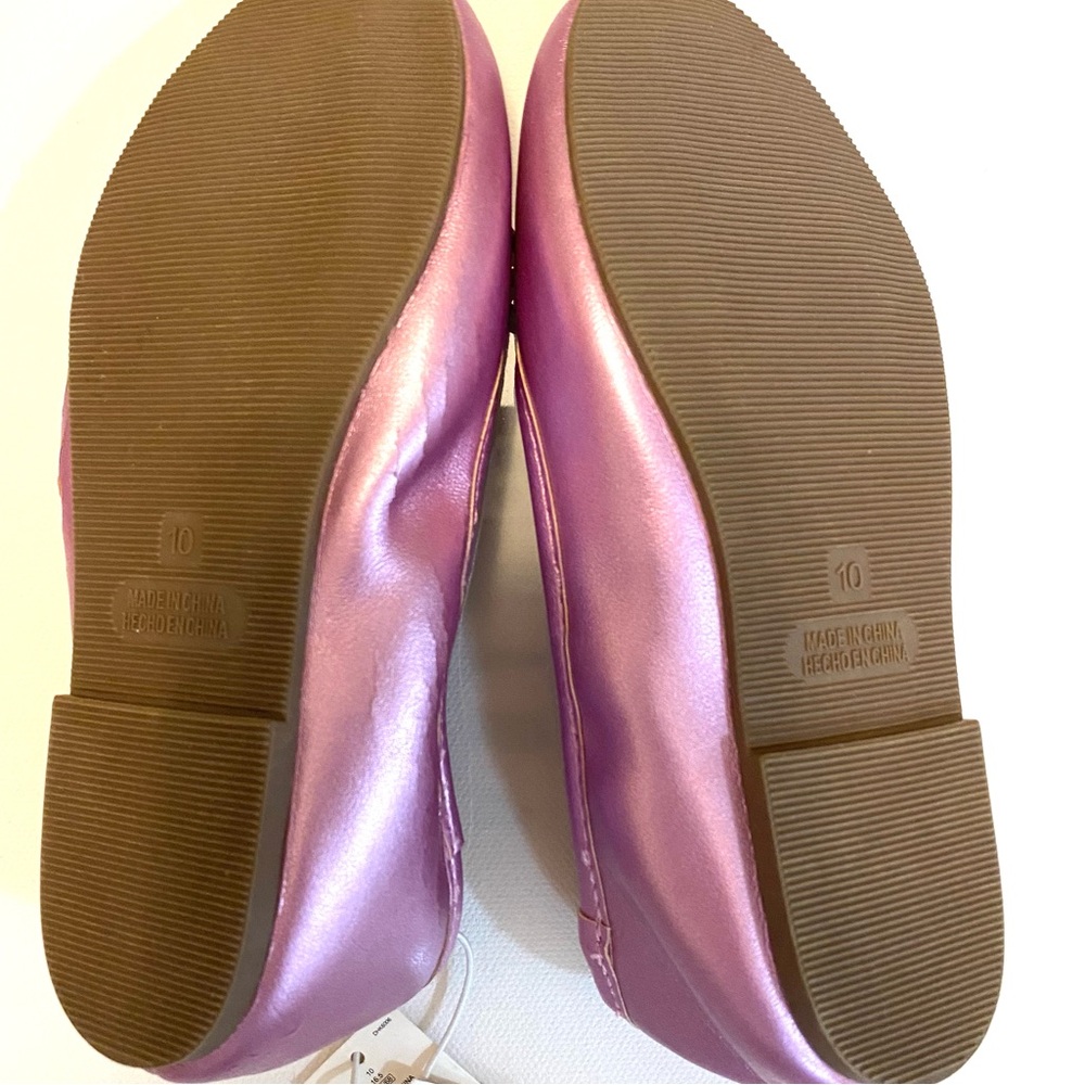 NWT Old Navy Girls Ballet Pink Mettalic Shoe With SCUFFS SEE ALL PHOTOS Size 10 - Picture 3 of 7